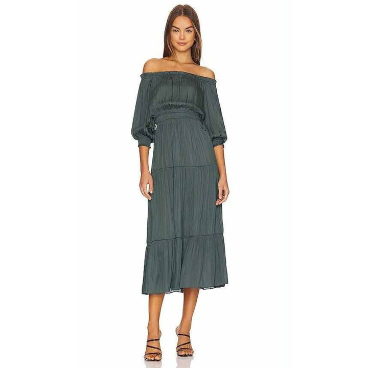 Mink Pink Anya Midi Dress in Dark Teal - Size XS