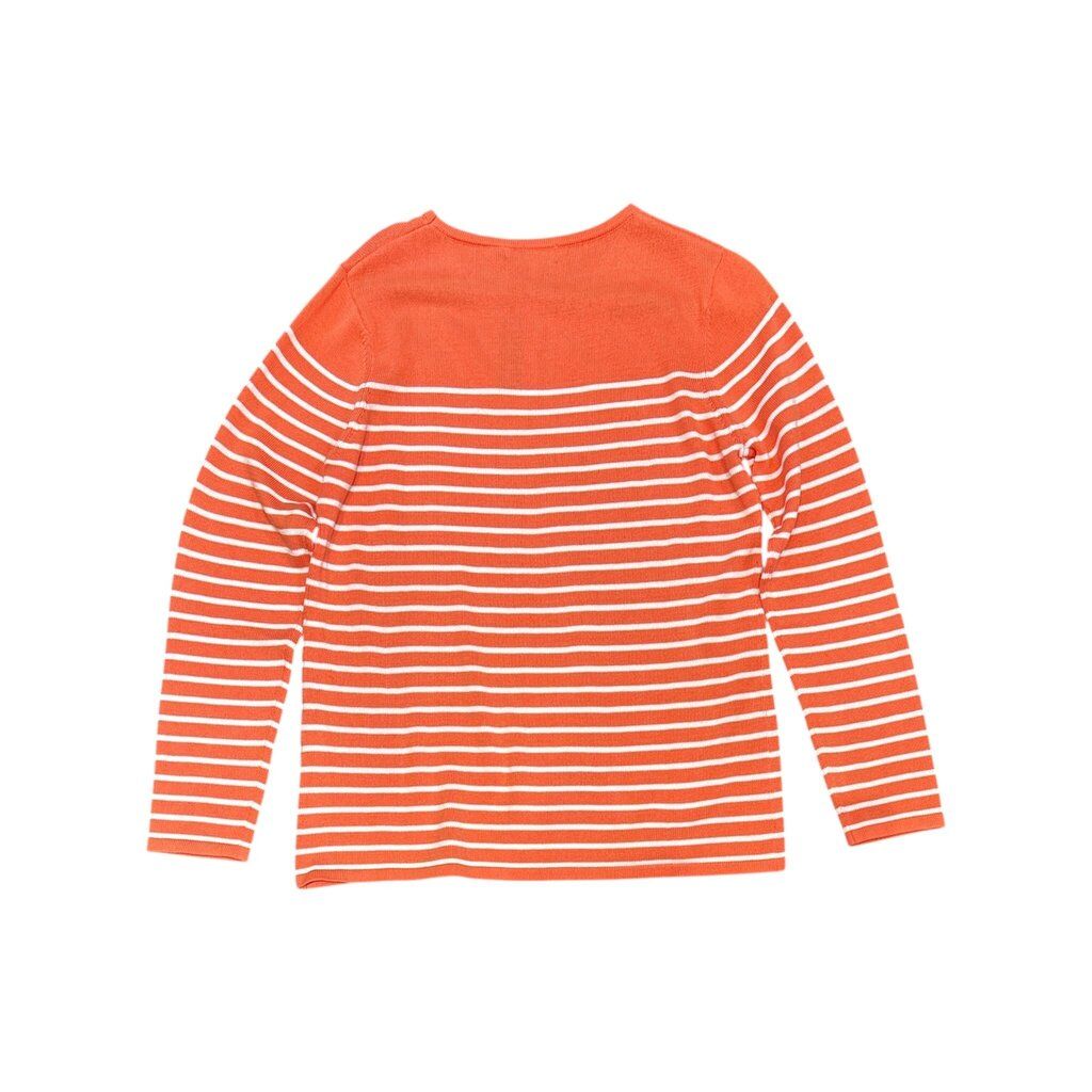Pura Cashmere NWT Classic Breton Crew in Coastal Peach/White (Stripe) - Size Large