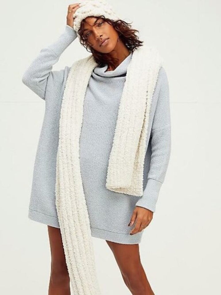 Free People Ottoman Slouchy Tunic in Powder Blue/Grey - Size XS