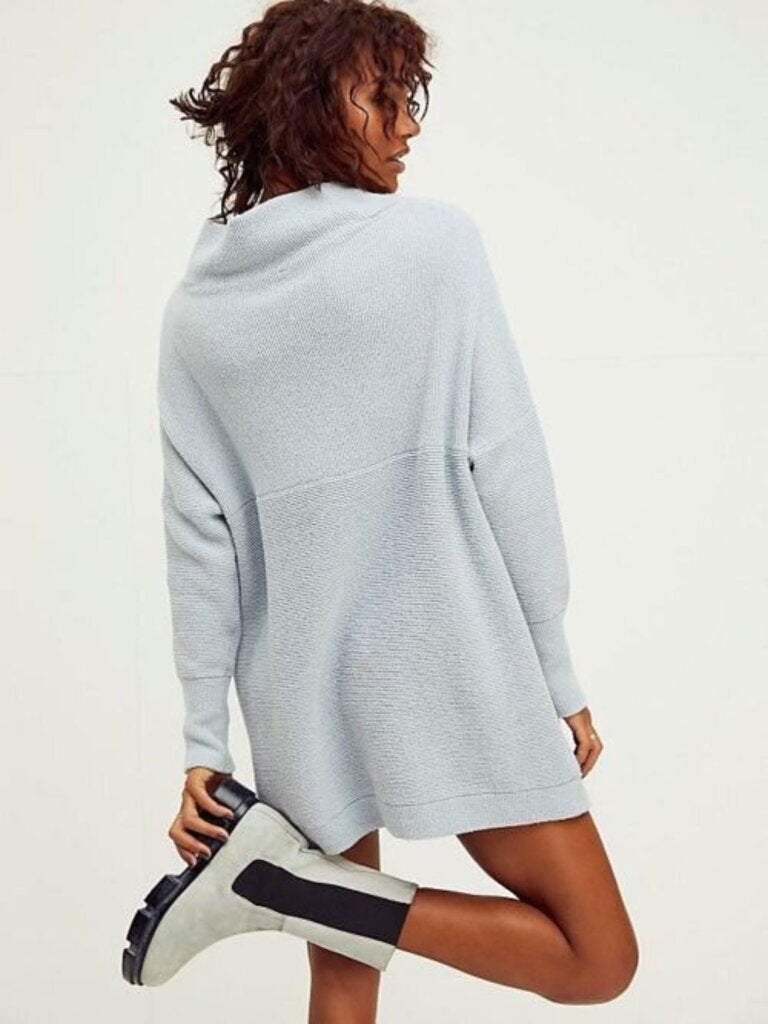 Free People Ottoman Slouchy Tunic in Powder Blue/Grey - Size XS