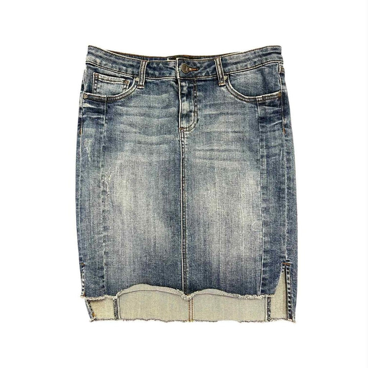 Kut From The Cloth Connie Step-Hem Hi-Low Denim Pencil Skirt - Size 8
