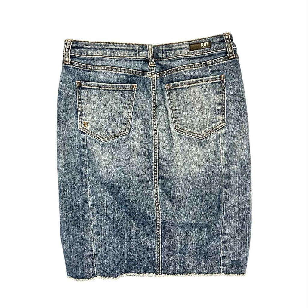 Kut From The Cloth Connie Step-Hem Hi-Low Denim Pencil Skirt - Size 8