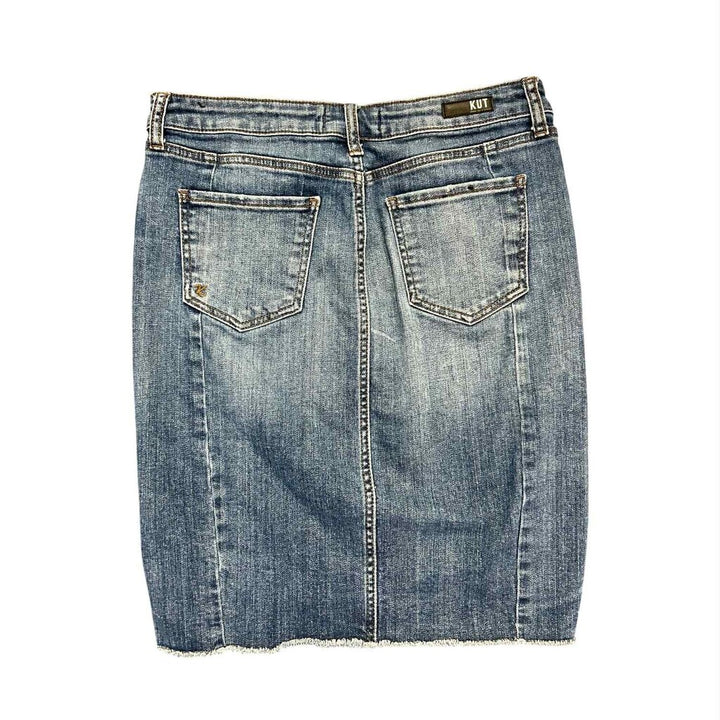 Kut From The Cloth Connie Step-Hem Hi-Low Denim Pencil Skirt - Size 8