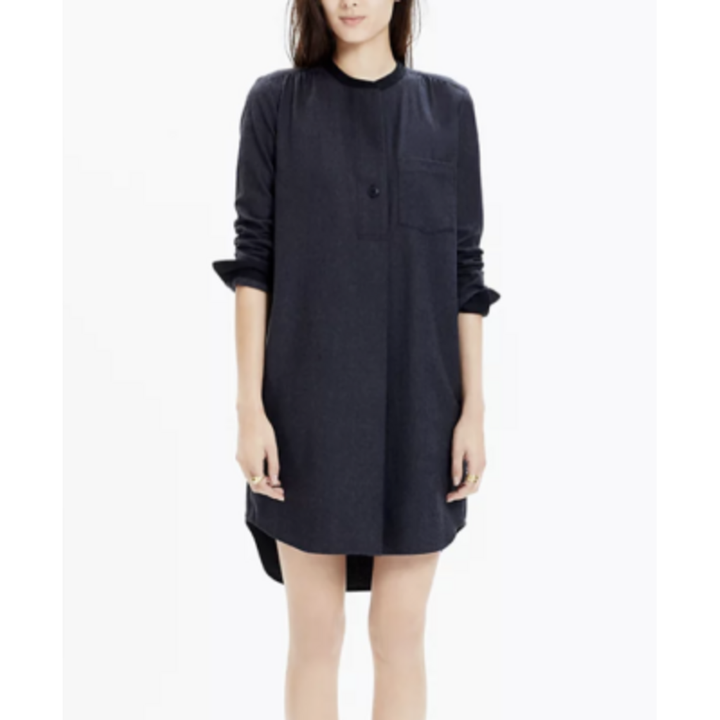 Madewell Flannel Latitude Shirtdress in Charcoal Gray - Size Small