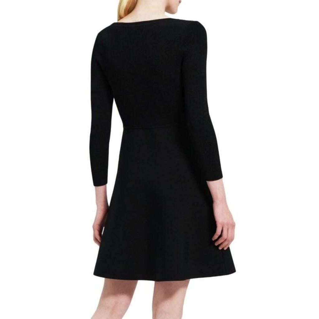 theory flared mini dress Theory Flared Mini Dress in Crepe Knit - Black