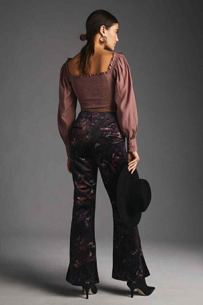 Scotch + Soda Velvet High-Rise Flared Trousers In Black - Size Small