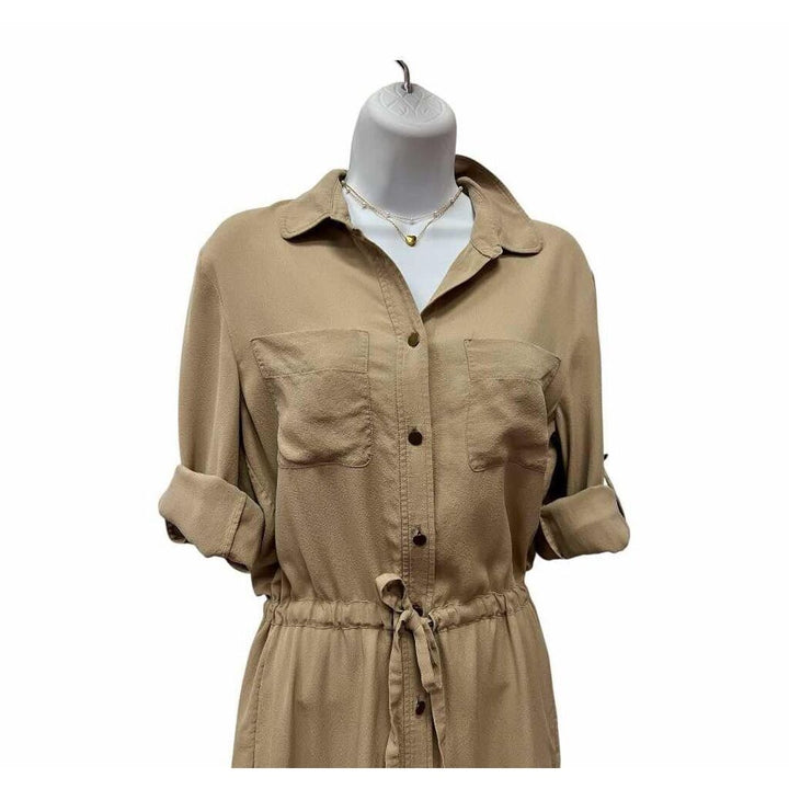 Adam Lippes Long Sleeve Silk Drawstring Waist Shirt Dress - Size 2