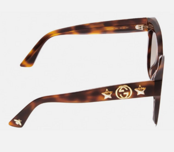 GUCCI GG0208S Oversized Designer Sunglasses Tortoise Havana Gold/Brown 49mm