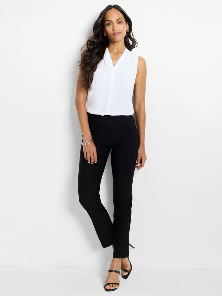 Nic + Zoe Wonderstretch Straight Pants in Black Onyx - Size 8