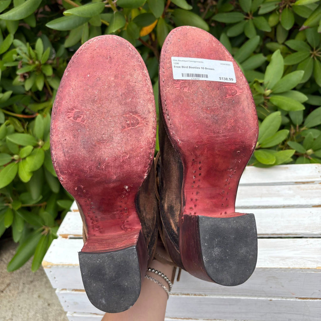 Free Bird Casey Leather Tie Booties - Size 10