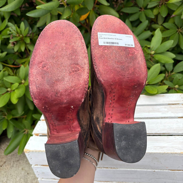 Free Bird Casey Leather Tie Booties - Size 10