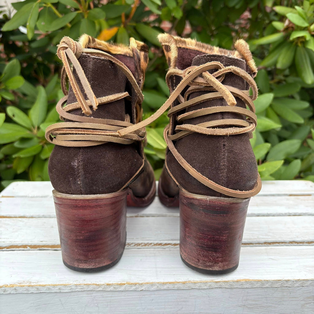 Free Bird Casey Leather Tie Booties - Size 10