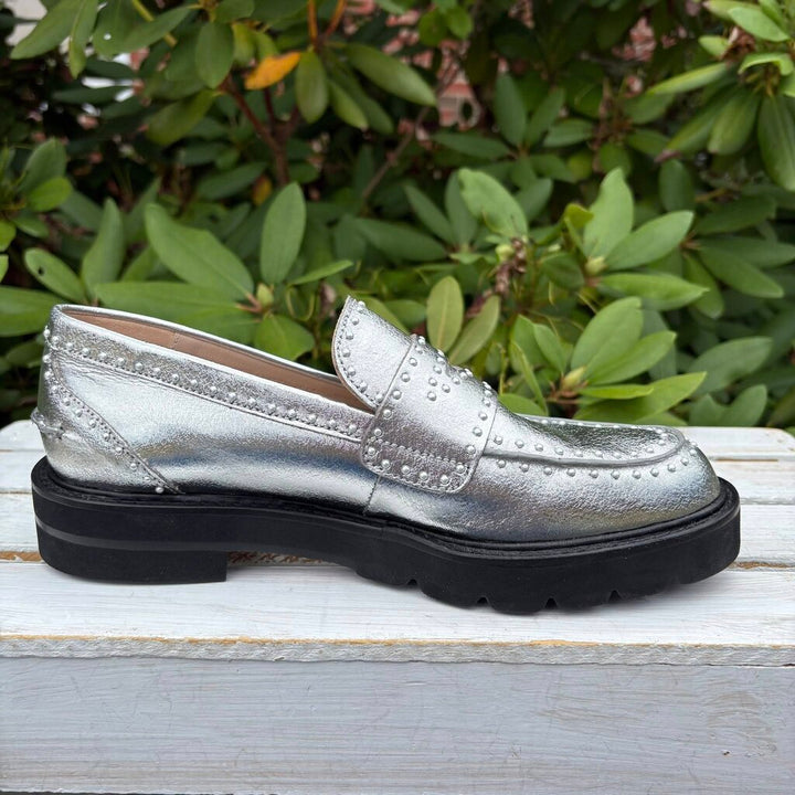 Stuart Weitzman Parker Metallic Loafers - Size 6.5