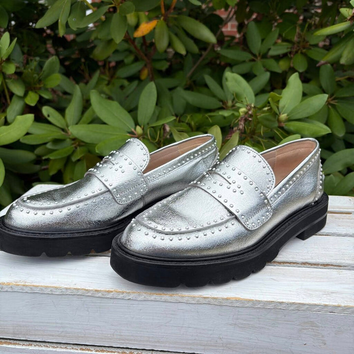 Stuart Weitzman Parker Metallic Loafers - Size 6.5