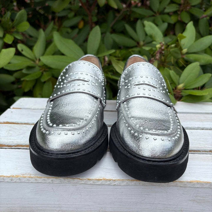Stuart Weitzman Parker Metallic Loafers - Size 6.5