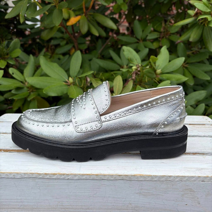 Stuart Weitzman Parker Metallic Loafers - Size 6.5