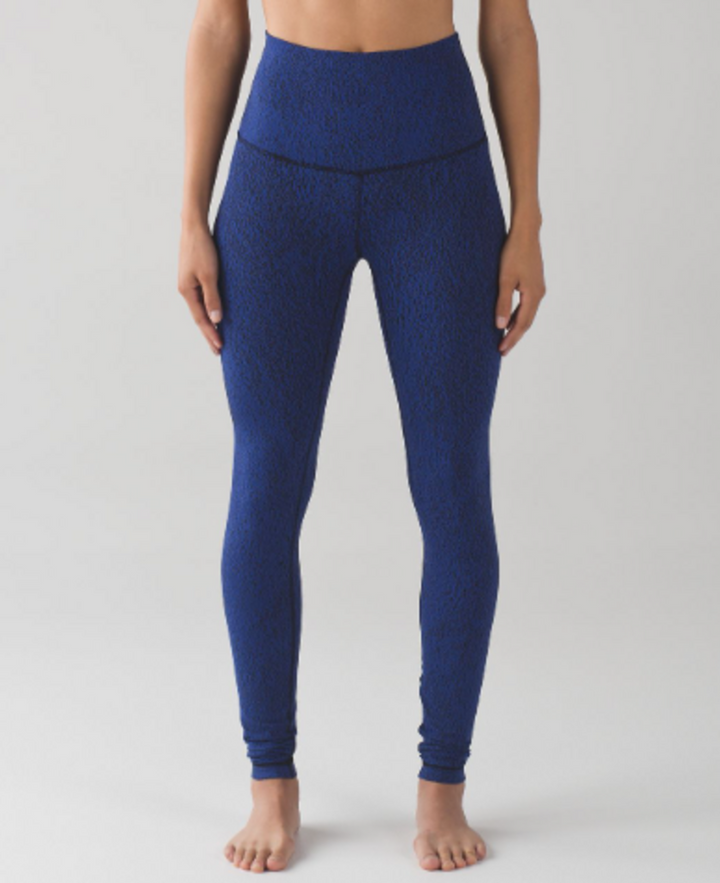 Lululemon Wunder Under Pant (Hi-Rise) in Power Luxtreme Spray Jacquard Sapphire Blue Black - Size 6