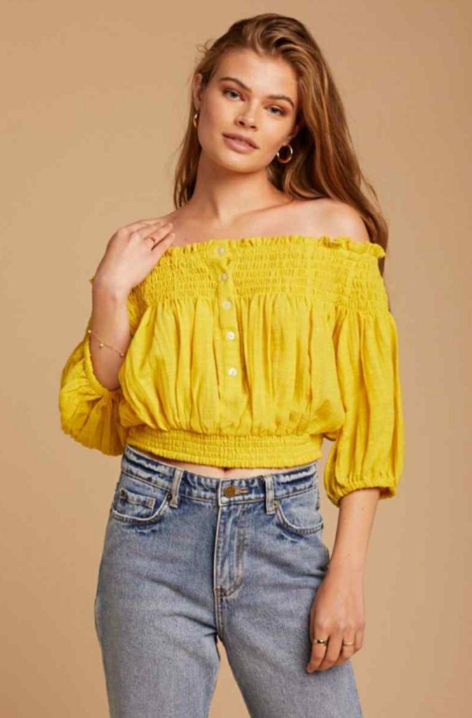 We The Free Dancing Til Dawn Top in Citrus Yellow - Size Medium