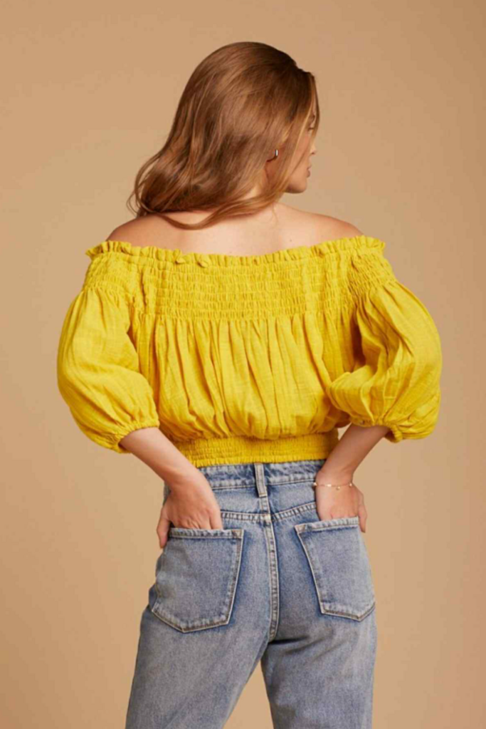 We The Free Dancing Til Dawn Top in Citrus Yellow - Size Medium