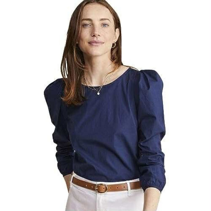 Vineyard Vines NWT Blouson Sleeve Poplin Top in Nautical Navy - Size XL
