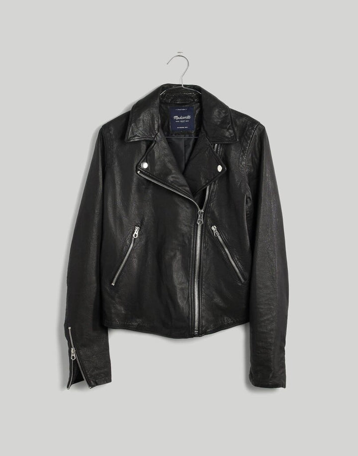 Madewell The Washed Leather Motorcycle Jacket - Size Medium