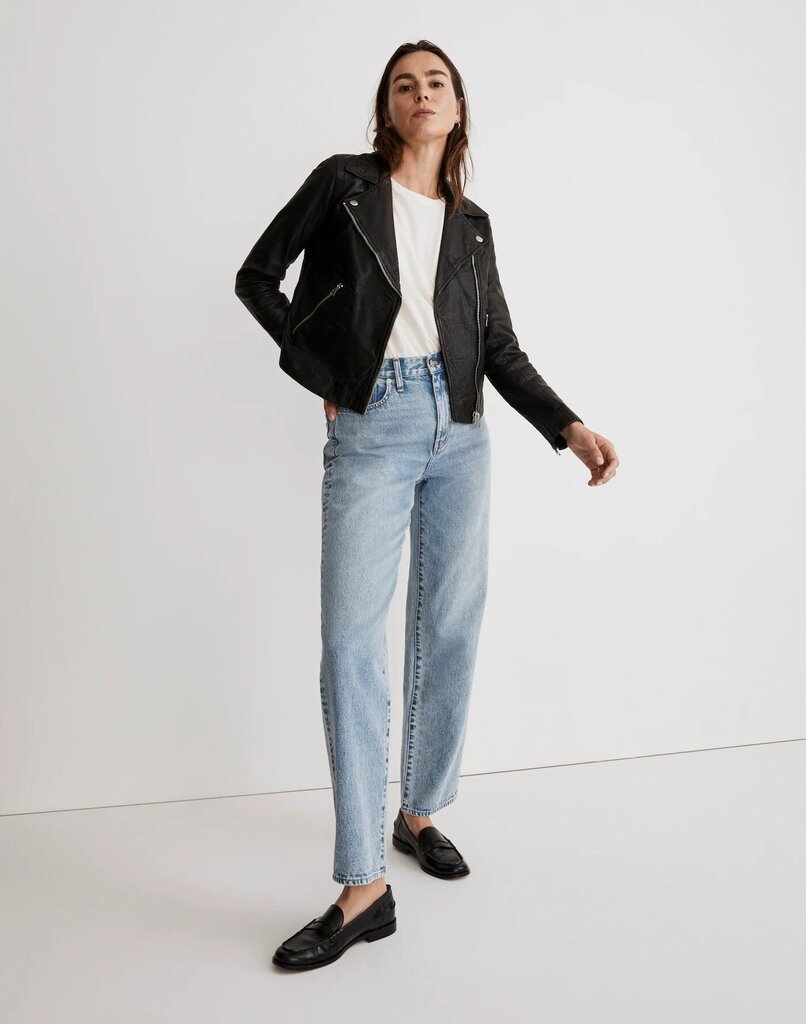Madewell The Washed Leather Motorcycle Jacket - Size Medium