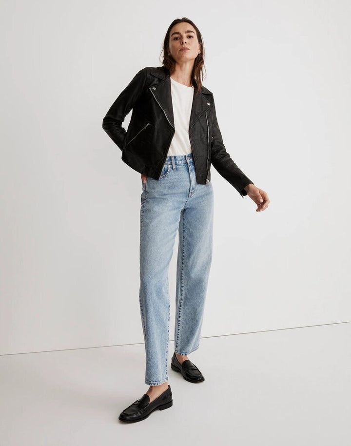 Madewell The Washed Leather Motorcycle Jacket - Size Medium
