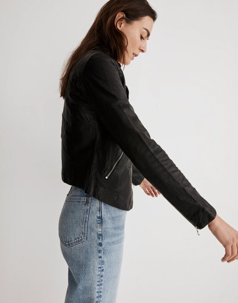 Madewell The Washed Leather Motorcycle Jacket - Size Medium