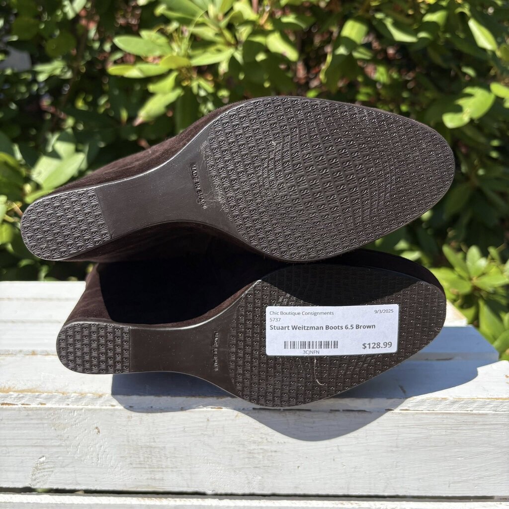 Stuart Weitzman Molten Wedge Boots in Cola Suede - Size 6.5