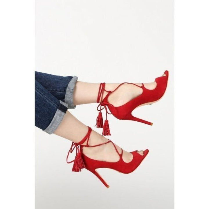 Schutz Yassu Tie Up Open Toed Heels - Size 8.5