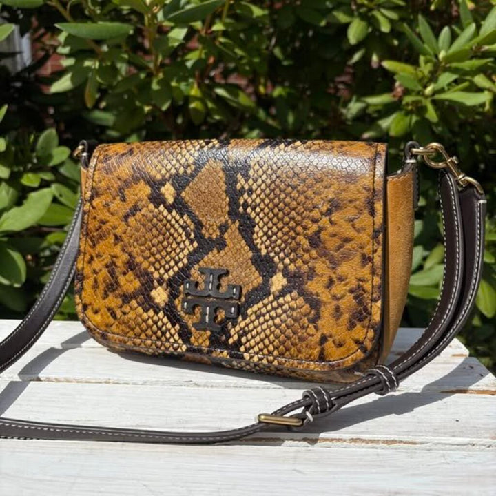 Tory Burch Thea Embossed Exotic Web Flap Crossbody
