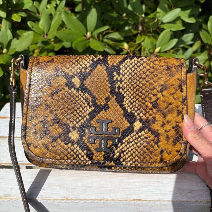 Tory Burch Thea Embossed Exotic Web Flap Crossbody