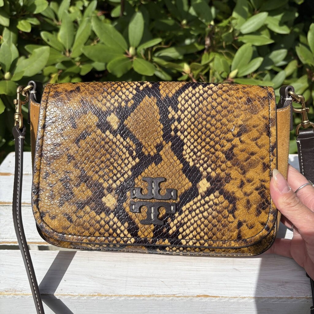 Tory Burch Thea Embossed Exotic Web Flap Crossbody