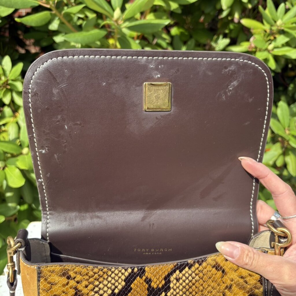 Tory Burch Thea Embossed Exotic Web Flap Crossbody