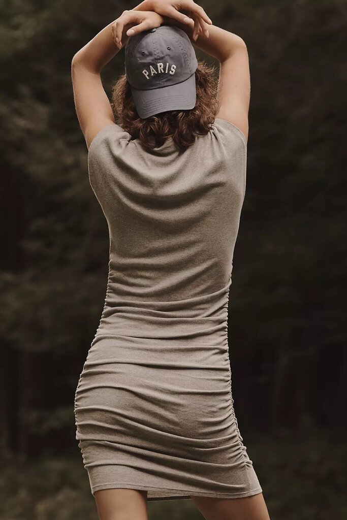 Michael Stars Gia Ribbed Power Shoulder Mini Dress - Size Medium (retailing $138)