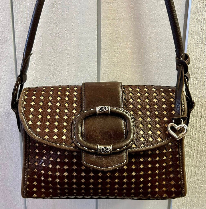 Brighton Jezebel Brown Leather Cut Out Hearts Shoulder Bag
