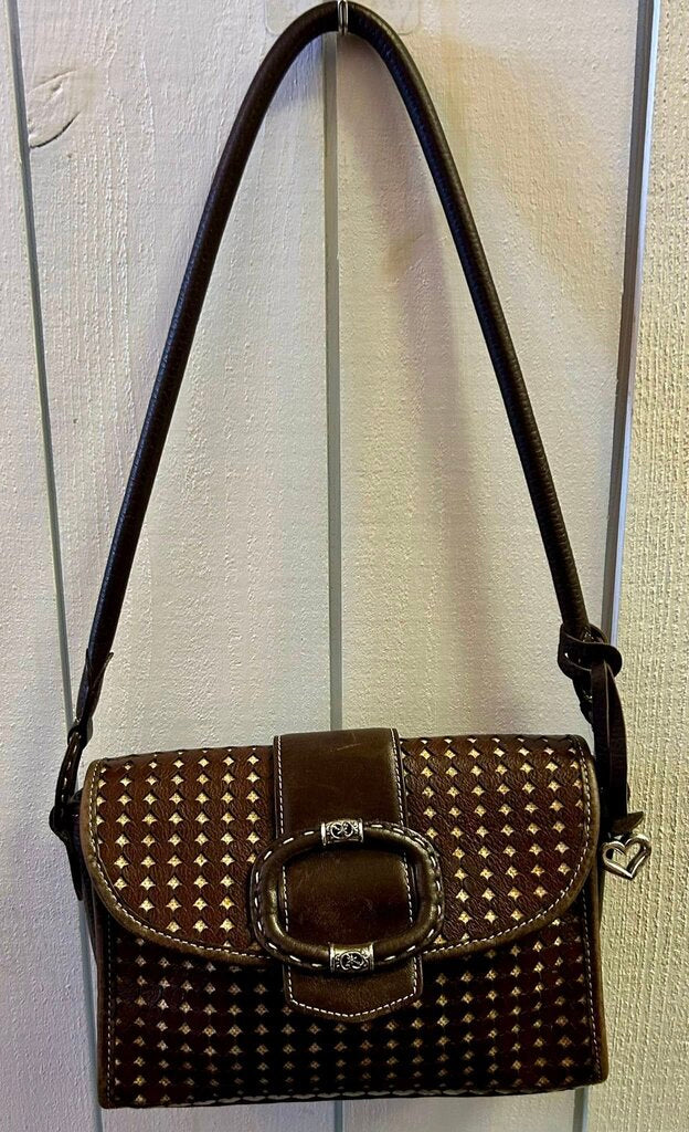 Brighton Jezebel Brown Leather Cut Out Hearts Shoulder Bag