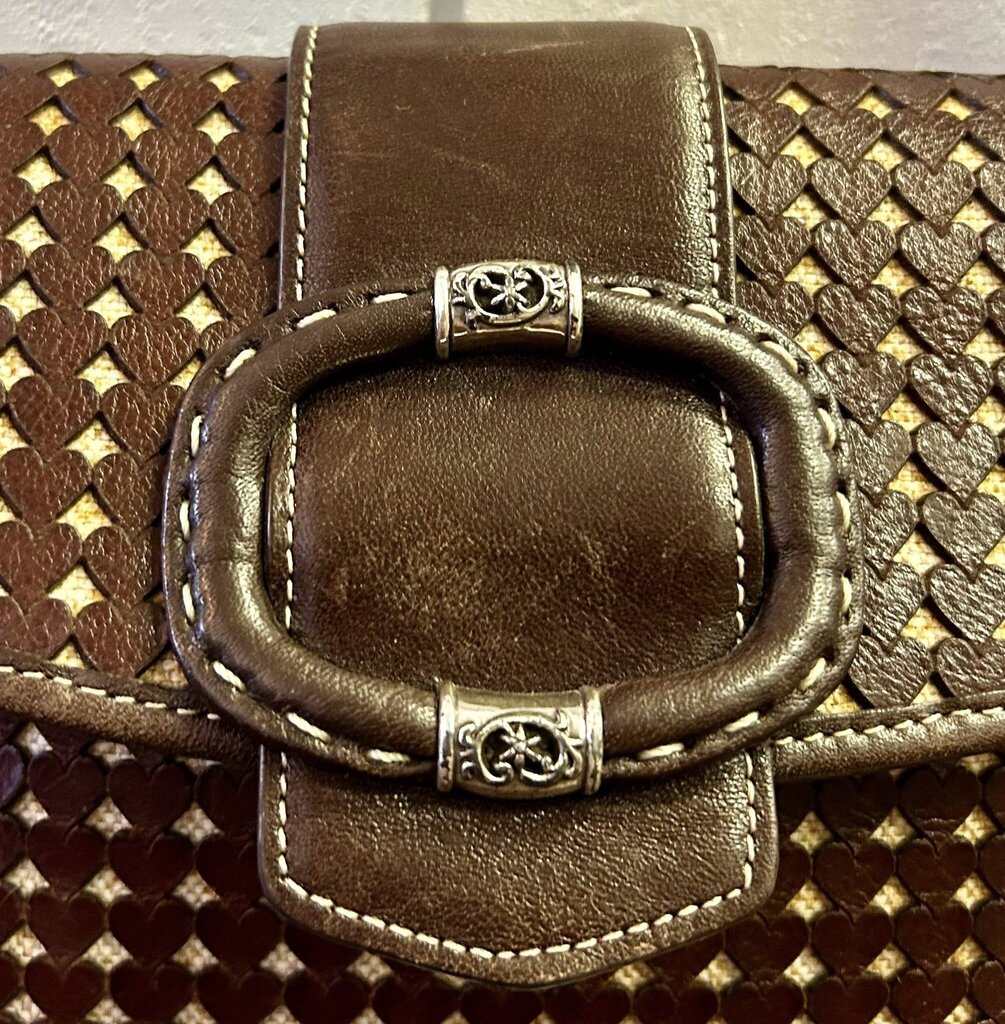 Brighton Jezebel Brown Leather Cut Out Hearts Shoulder Bag