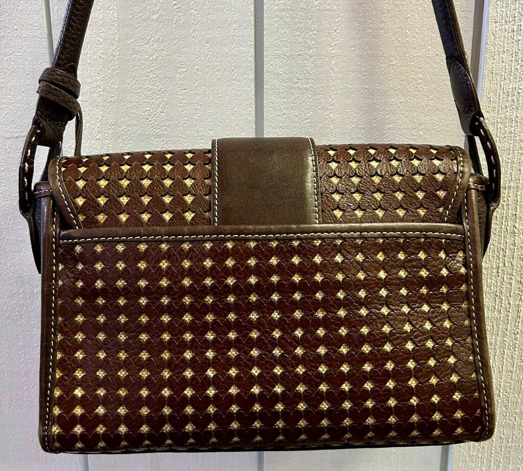 Brighton Jezebel Brown Leather Cut Out Hearts Shoulder Bag