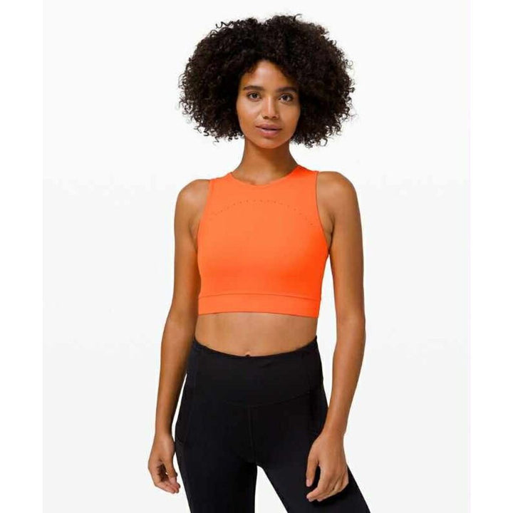 Lululemon Hotty Hot Cropped Tank In Orange - Size S/M