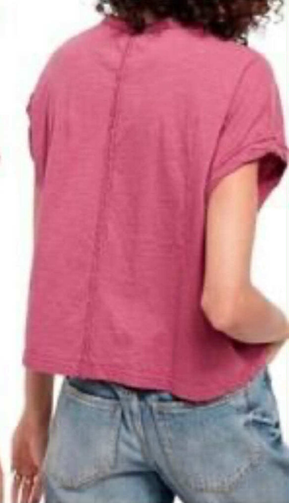 Free People Ruffled Short Sleeved In Pink - Size Small