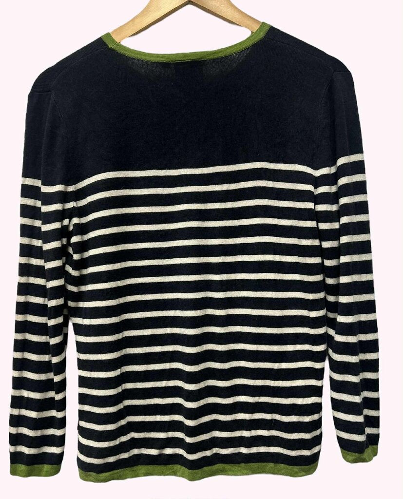 Tory Burch Striped Silk and Cashmere Sweater - Size Large