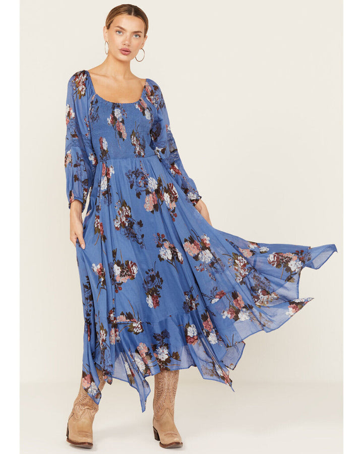 Free People Morning Glory Floral Print Maxi Dress - Size Small