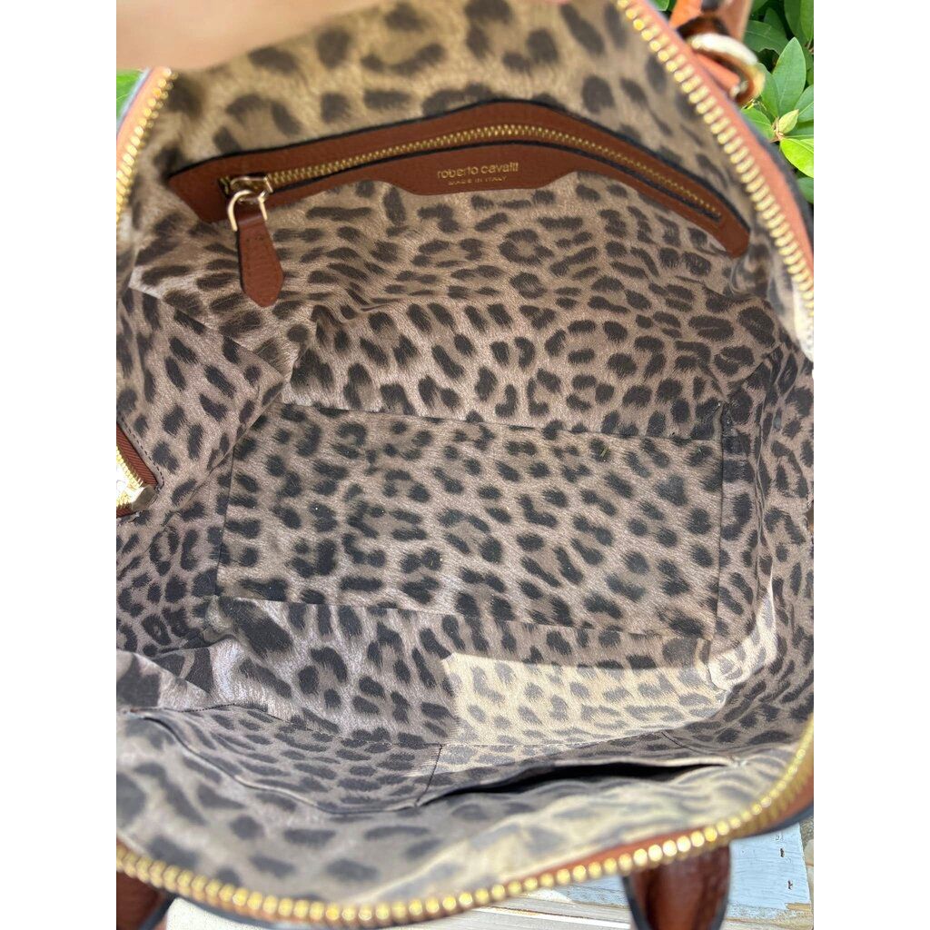 Roberto Cavalli Round Leather Satchel