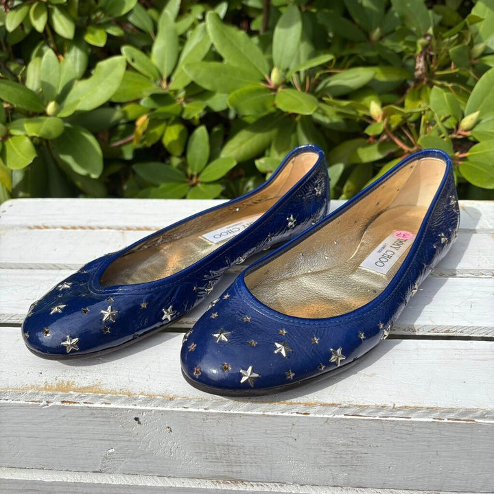 Jimmy Choo Patent Leather Star Studded Ballet Flats - Size 37