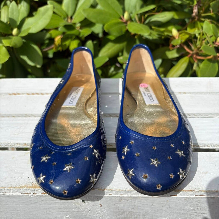 Jimmy Choo Patent Leather Star Studded Ballet Flats - Size 37
