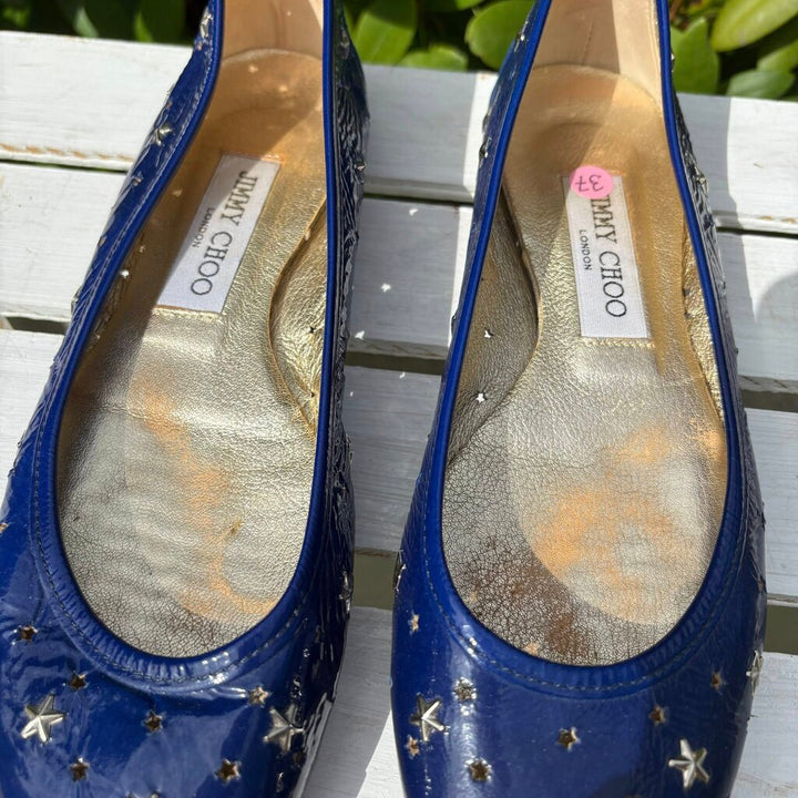 Jimmy Choo Patent Leather Star Studded Ballet Flats - Size 37