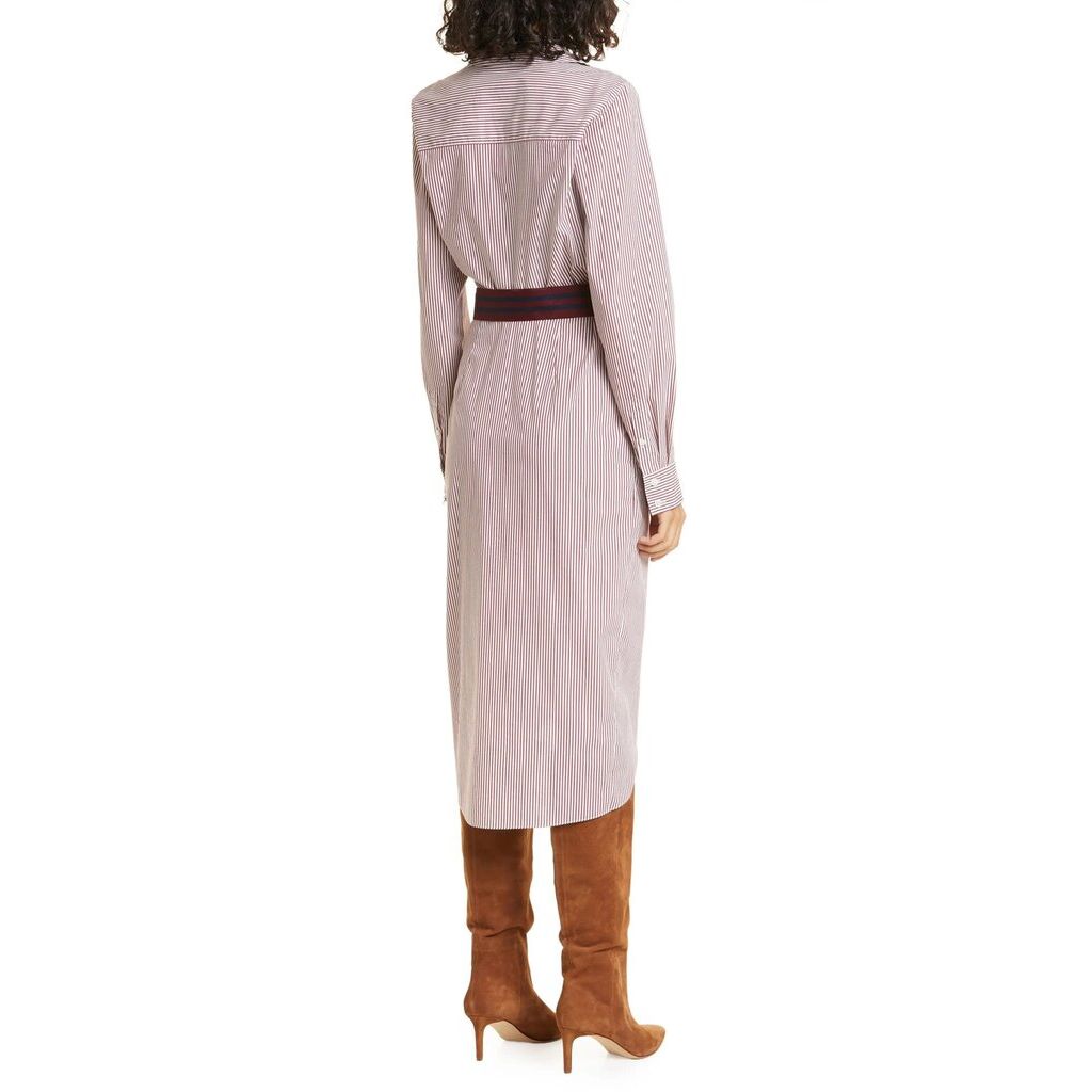 Veronica Beard Jacinda Stripe Stretch Wrap Dress in Dark Raspberry/White - Size 6