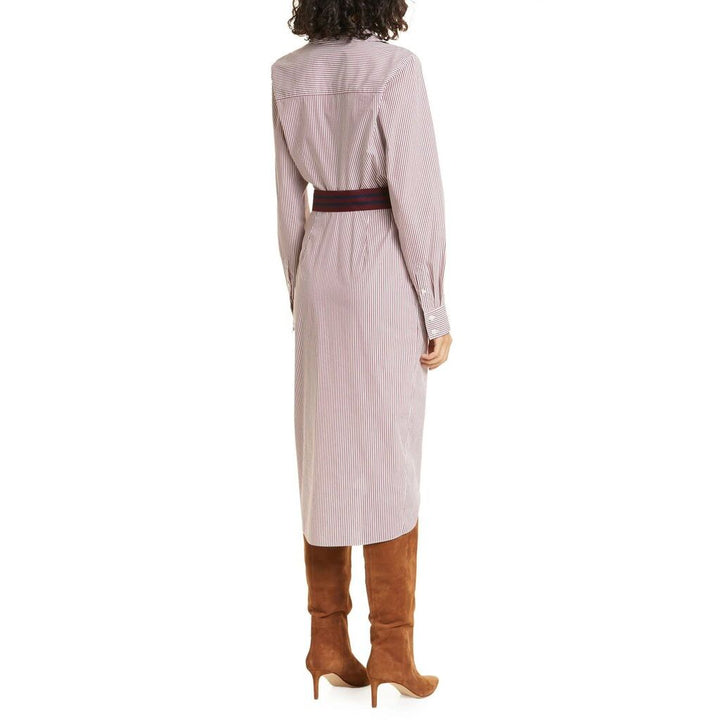 Veronica Beard Jacinda Stripe Stretch Wrap Dress in Dark Raspberry/White - Size 6