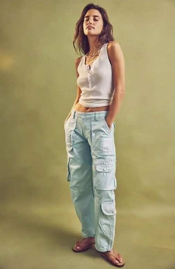 Free People We The Free Lap Of Luxury Barrel Cargo Jeans - Size 28